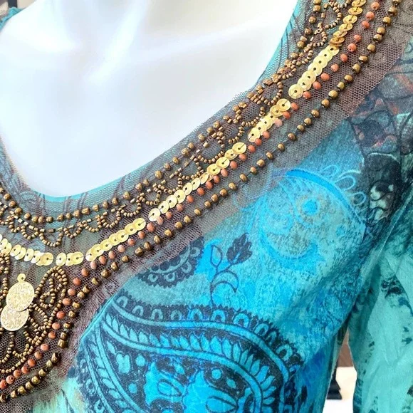 🎯FINAL SALE🎯 ROZ & ALI Turquoise Jewel Tunic-N0413-5 - Picture 6 of 10
